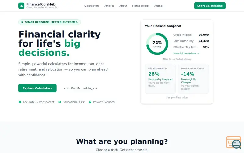 Screenshot of Finance Tools Hub
