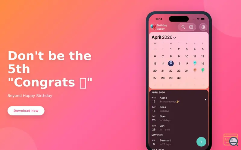 Screenshot of Birthday Buddy
