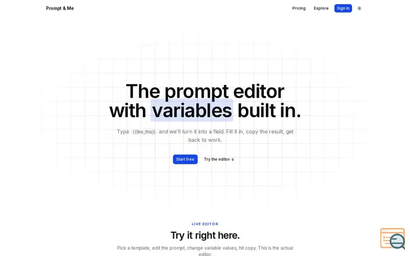 Screenshot of Prompt & Me