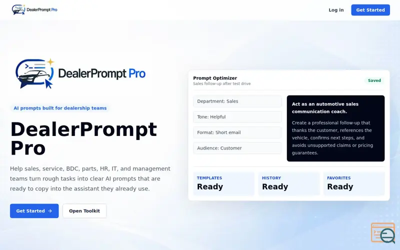Screenshot of DealerPrompt Pro