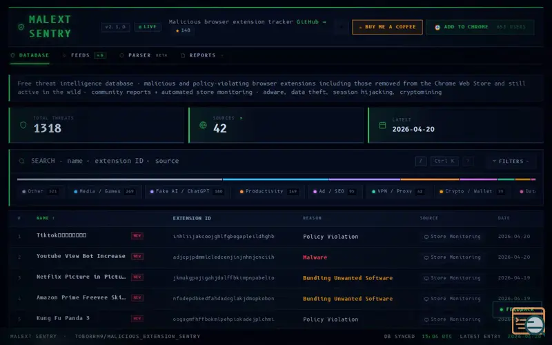 Screenshot of Malext.io is out