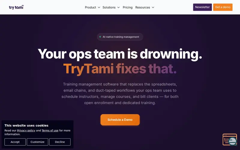Screenshot of TryTami - Training Management Software