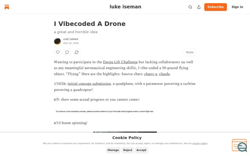 Screenshot of I vibecoded a heavy lift drone