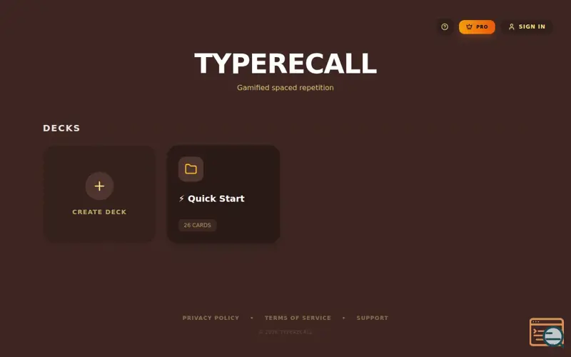 Screenshot of TypeRecall