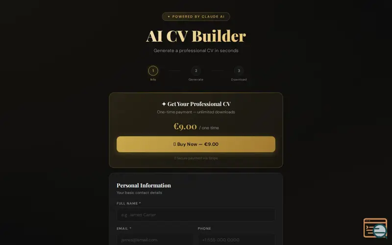Screenshot of AI CV Builder