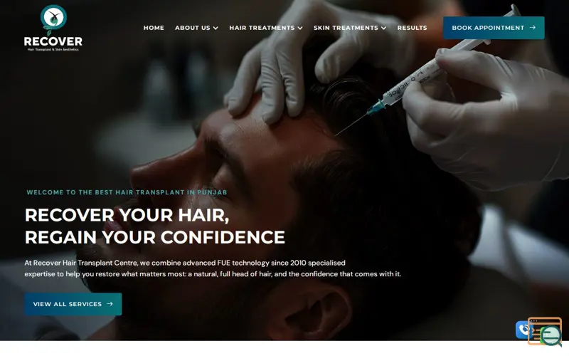 Screenshot of  Recover Hair Transplant Centre, a launch using Linearicons