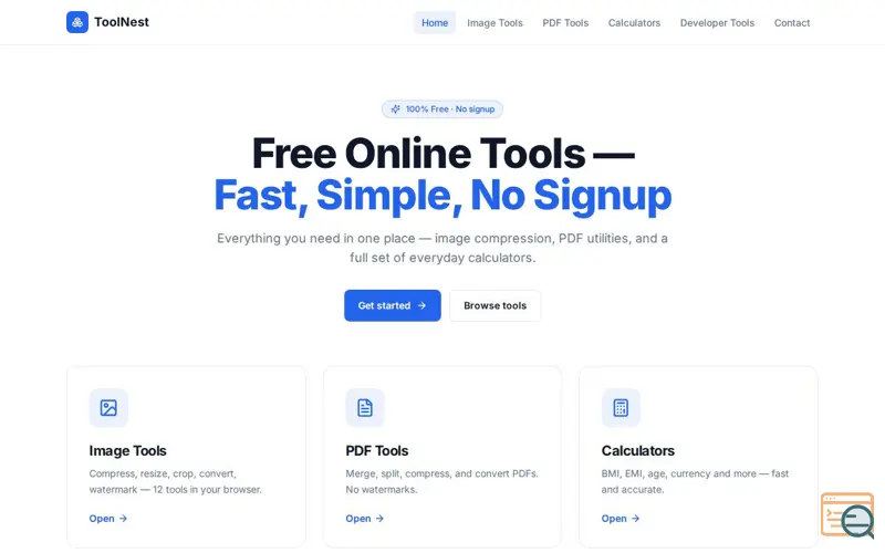 Screenshot of ToolNest — Free Online Tools