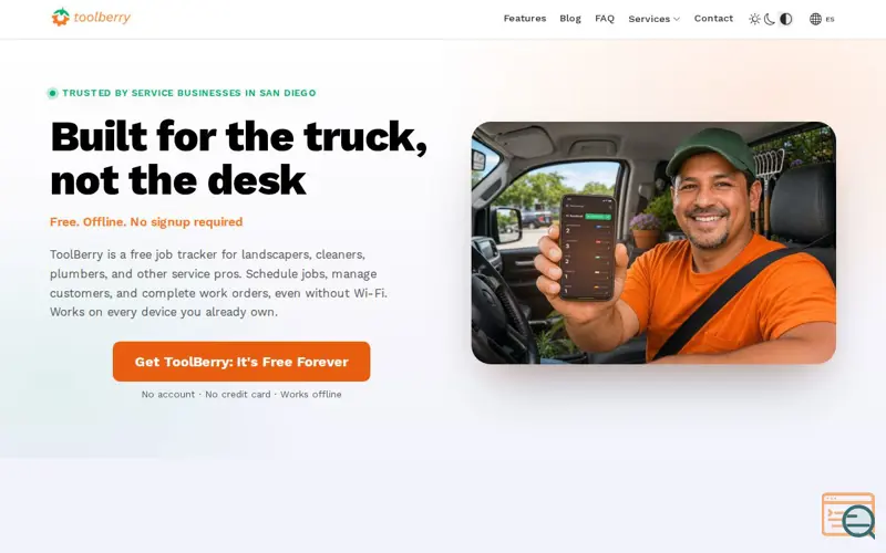 Screenshot of ToolBerry, a launch using Prerender.io