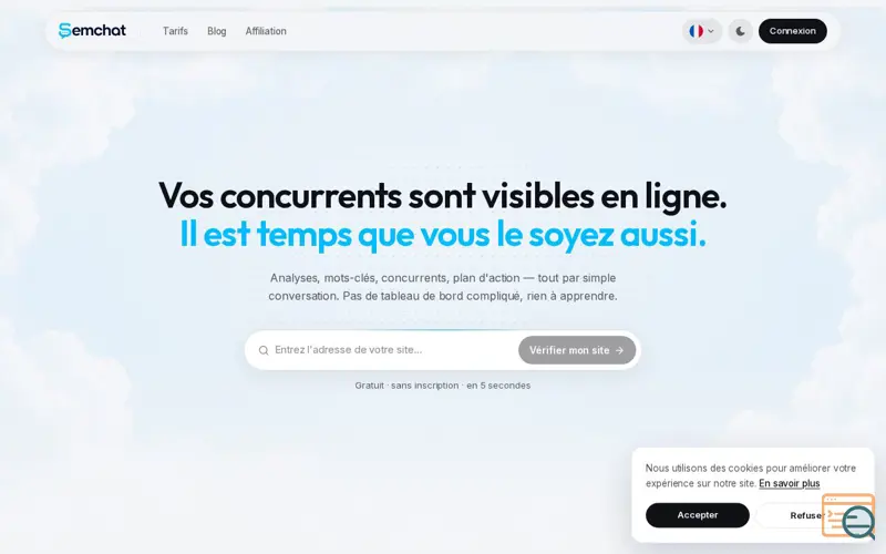 Screenshot of semchat — L'assistant qui rend votre site visible en ligne