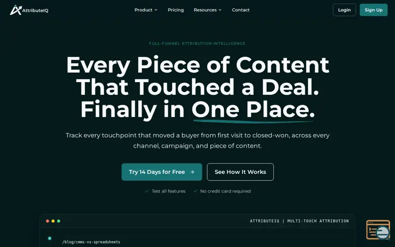 Screenshot of AttributeIQ