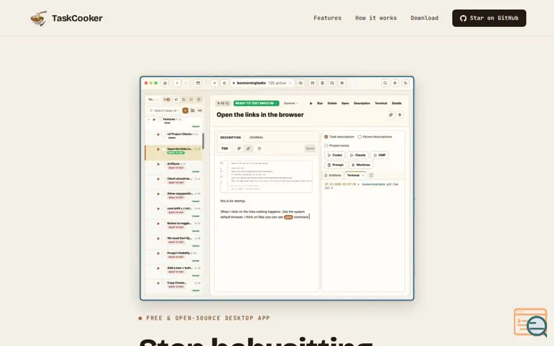 Screenshot of TaskCooker