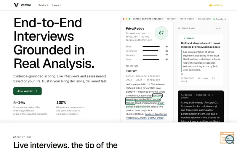 Screenshot of Vettral
