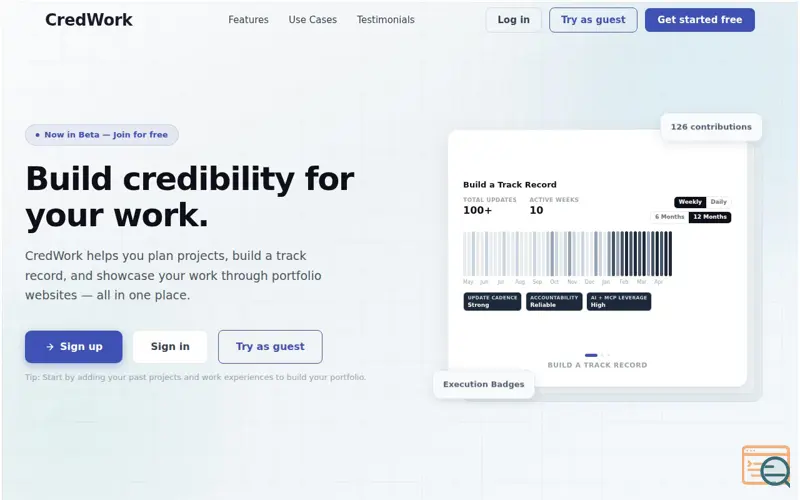 Screenshot of CredWork, a launch using AWS Cognito