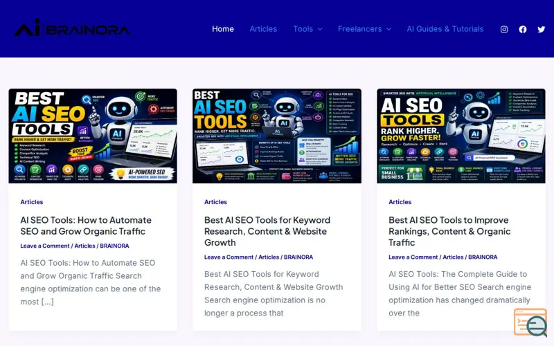 Screenshot of AI Brainora, a launch using Superb Addons