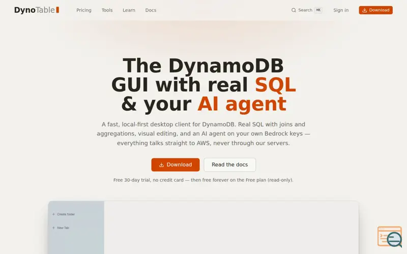 Screenshot of DynoTable