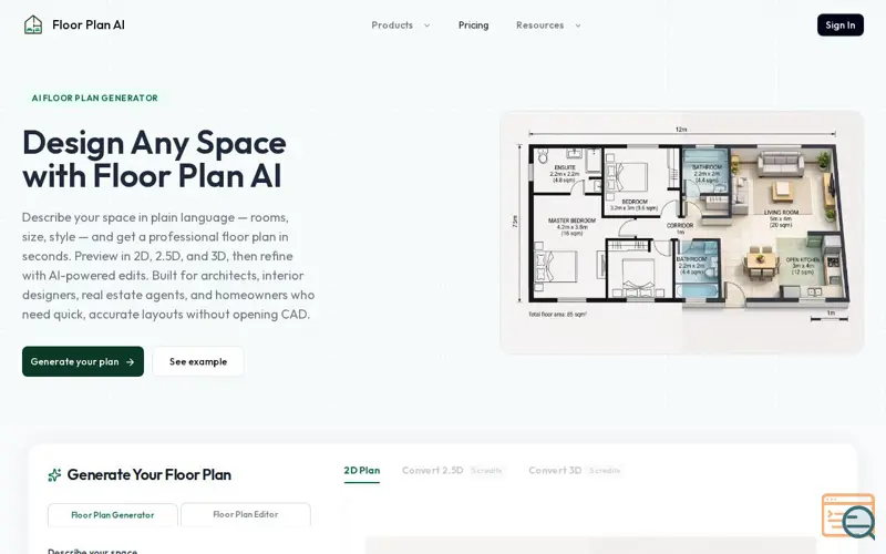 Screenshot of Floor Plan AI
