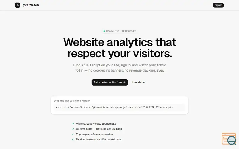 Screenshot of Fyka Watch