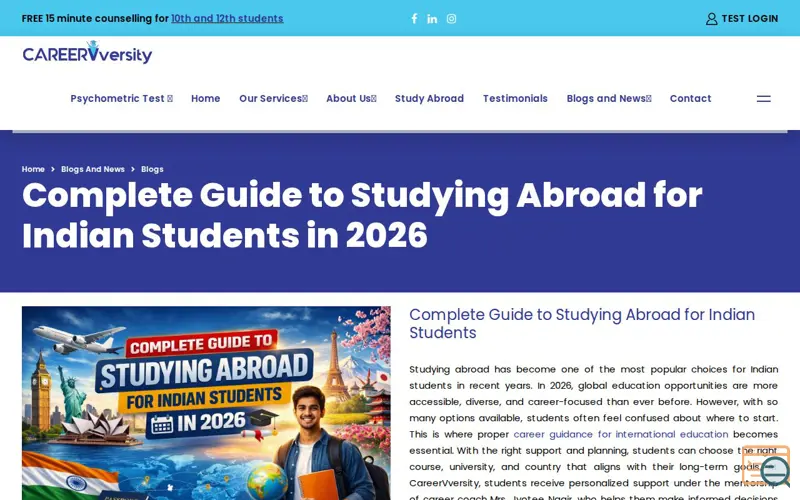Screenshot of www.careervversity.com