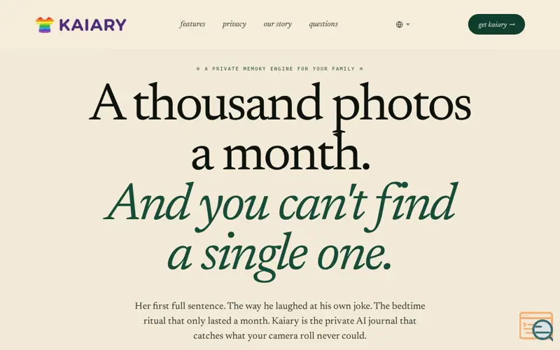 Screenshot of Kaiary — Private Family Memory Vault