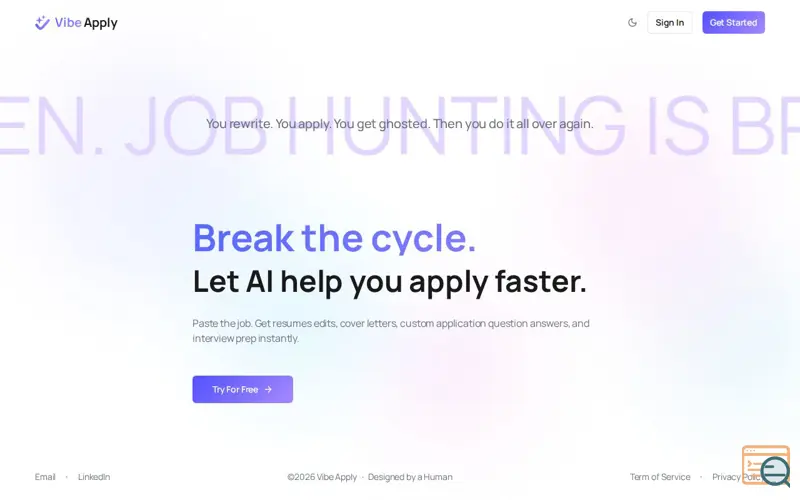 Screenshot of Vibe Apply