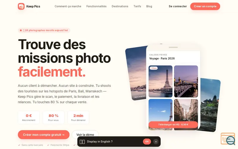 Screenshot of Keep Pics, a launch using Printful