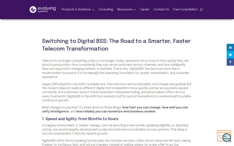 Screenshot of Switching to Digital BSS, a launch using WP Engine