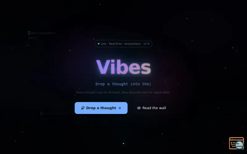 Screenshot of Vibes ULTRA — Anonymous Thought Wall