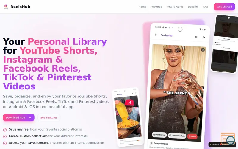 Screenshot of ReelsHub