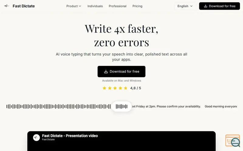 Screenshot of Fast Dictate, a launch using RefGrow