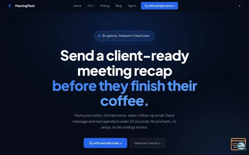 Screenshot of MeetingFlash