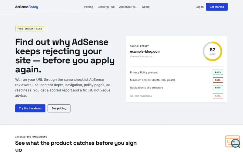 Screenshot of AdSense No More rejections