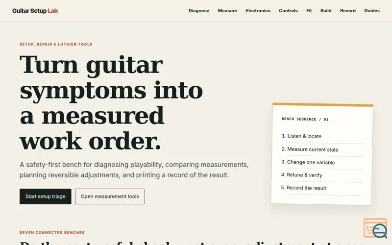 Screenshot of Guitar Setup Lab