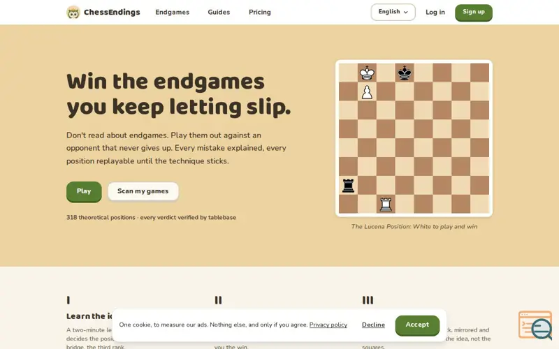 Screenshot of Chess Endgame Practice Against Perfect Defense, a launch using Lichess