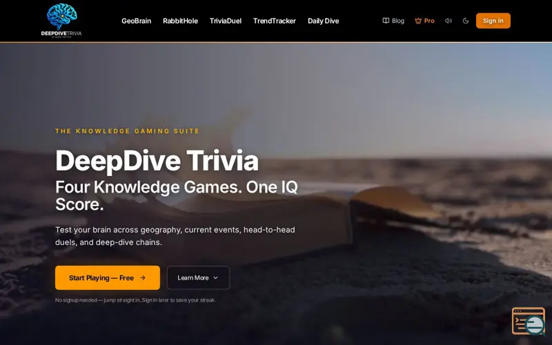 Screenshot of DeepDive Trivia