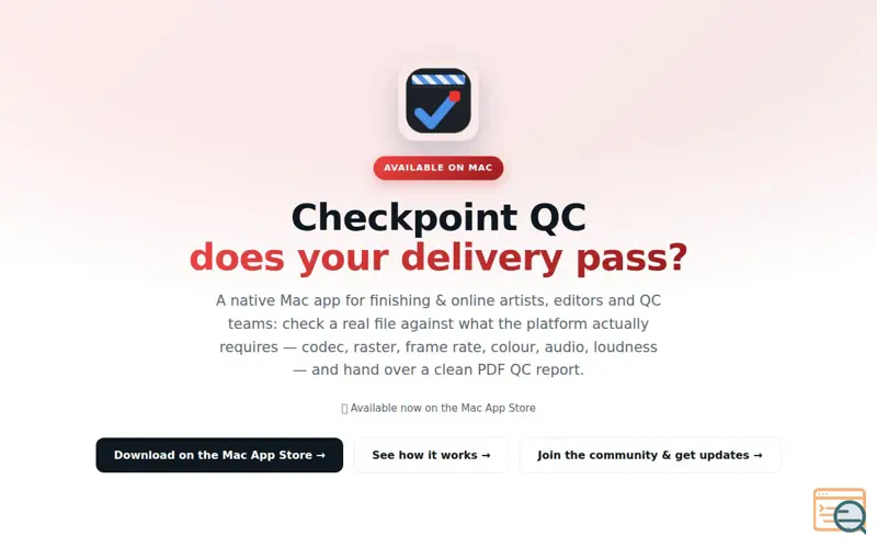 Screenshot of Checkpoint QC — Delivery Spec Checker for Film & TV
