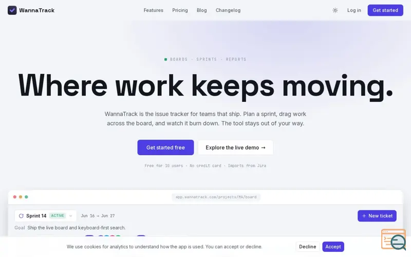 Screenshot of WannaTrack