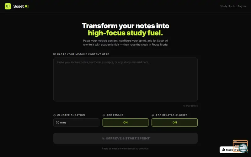 Screenshot of Soset AI
