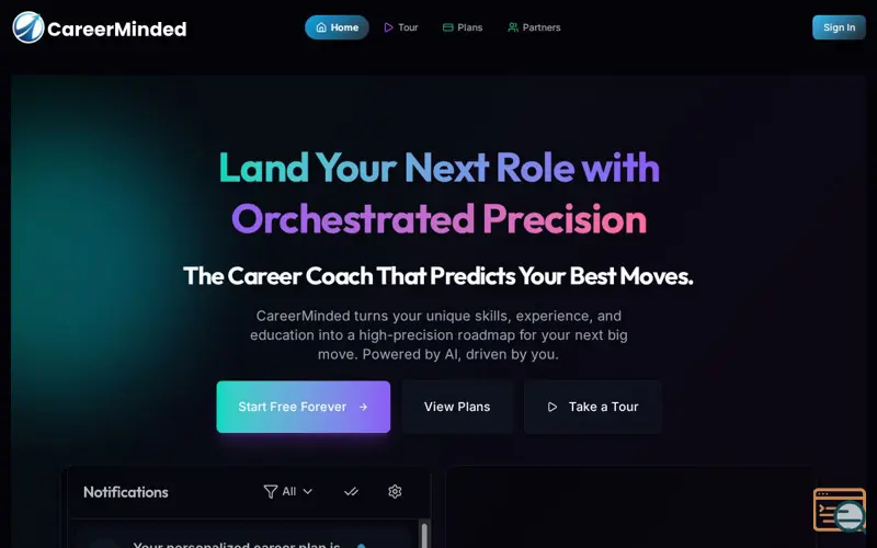 Screenshot of CareerMinded AI