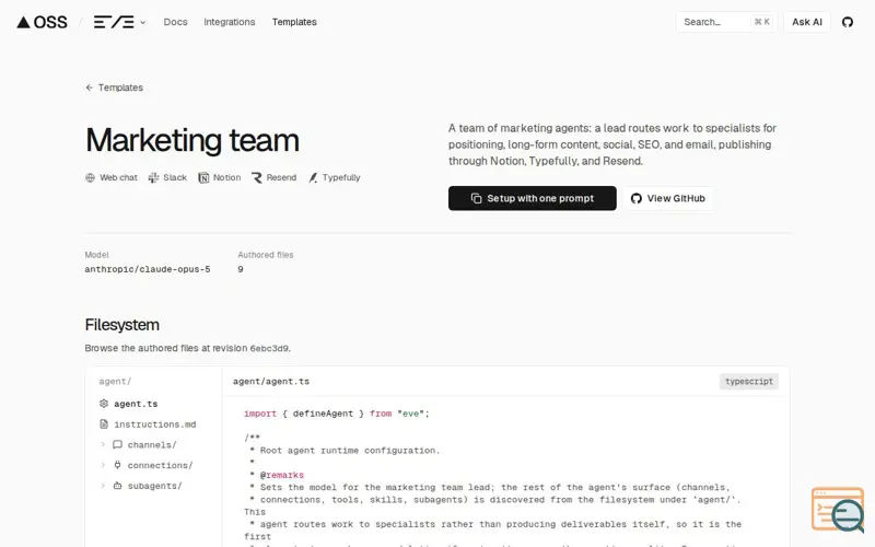 Screenshot of Marketing Team Eve Template