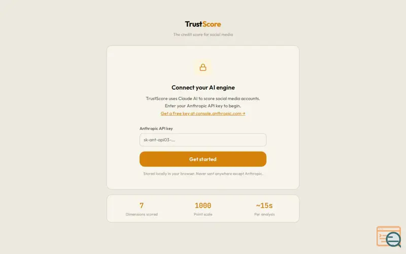 Screenshot of TrustScore