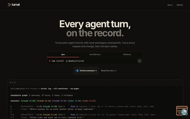 Screenshot of Turnal