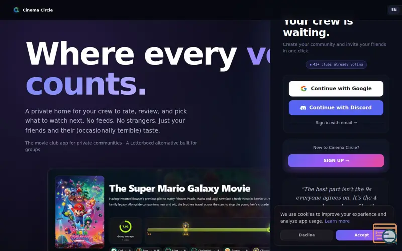 Screenshot of Cinema Circle