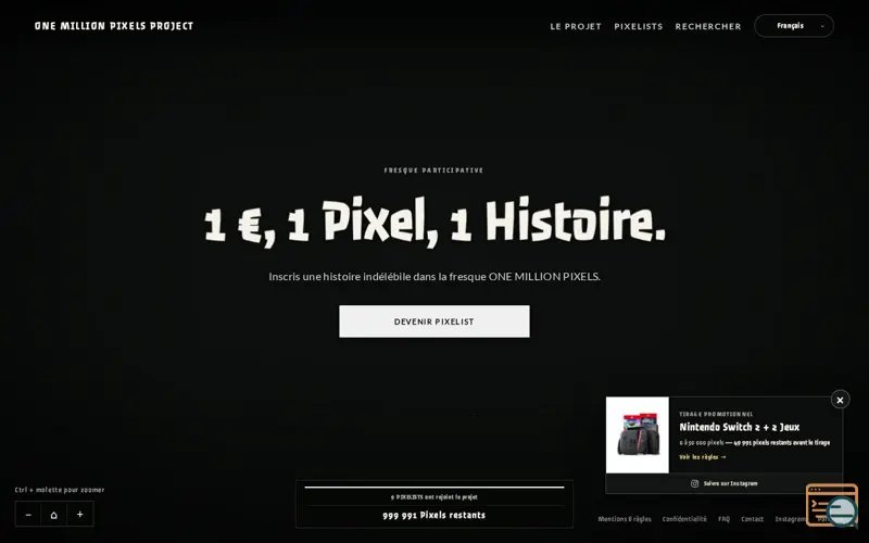 Screenshot of ONE MILLION PIXELS PROJECT