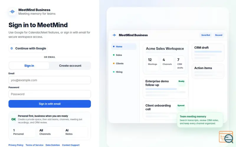 Screenshot of MeetMind  AI meeting assistant 