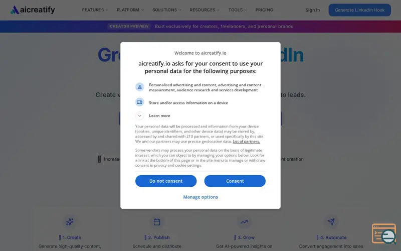 Screenshot of AICreatify