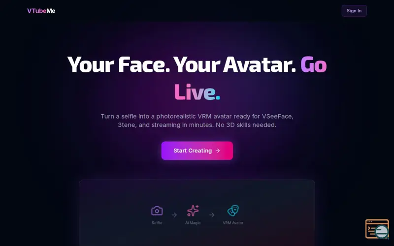 Screenshot of VTubeMe