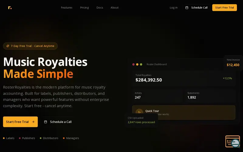 Screenshot of Roster Royalties