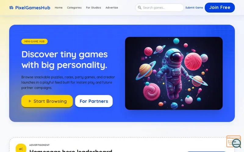 Screenshot of PixelGamesHub
