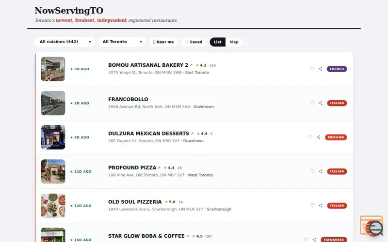 Screenshot of NowServingTO