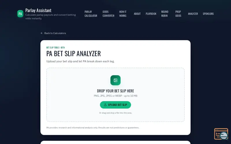 Screenshot of MLB Bet Slip Analyzer